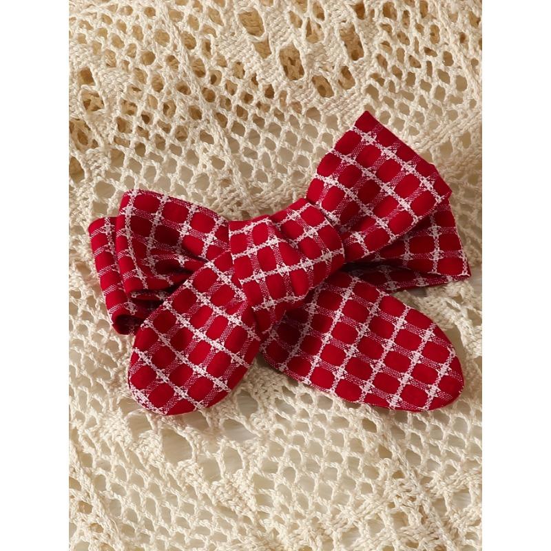 Toddler Baby Girls All-match Cute Bow Plaid Long Sleeve Dress Top & Flared Trousers Set, Kid's Patry Casual Clothes