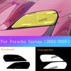 For PORSCHE Taycan 2024-2025 Exterior Front Lamp Black Anti-Scratch Film Golden Sticker Headlight Transparent Protective Film