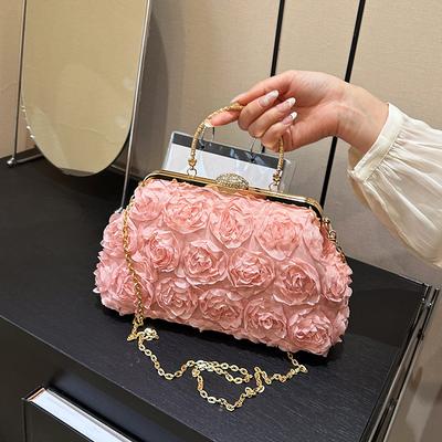 Borsa a Tracolla con Catena Dolce e Raffinata con Fiori alla Moda - Borsa da Mano per Damigella d'Onore o Sposa