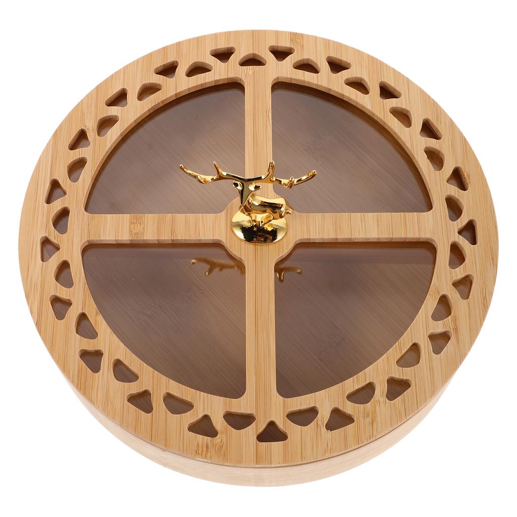 Four Compartment Food Storage Organizer Transparent Cover Dried Fruit and Nut Tray with Lid Compact Serving Platter for Home