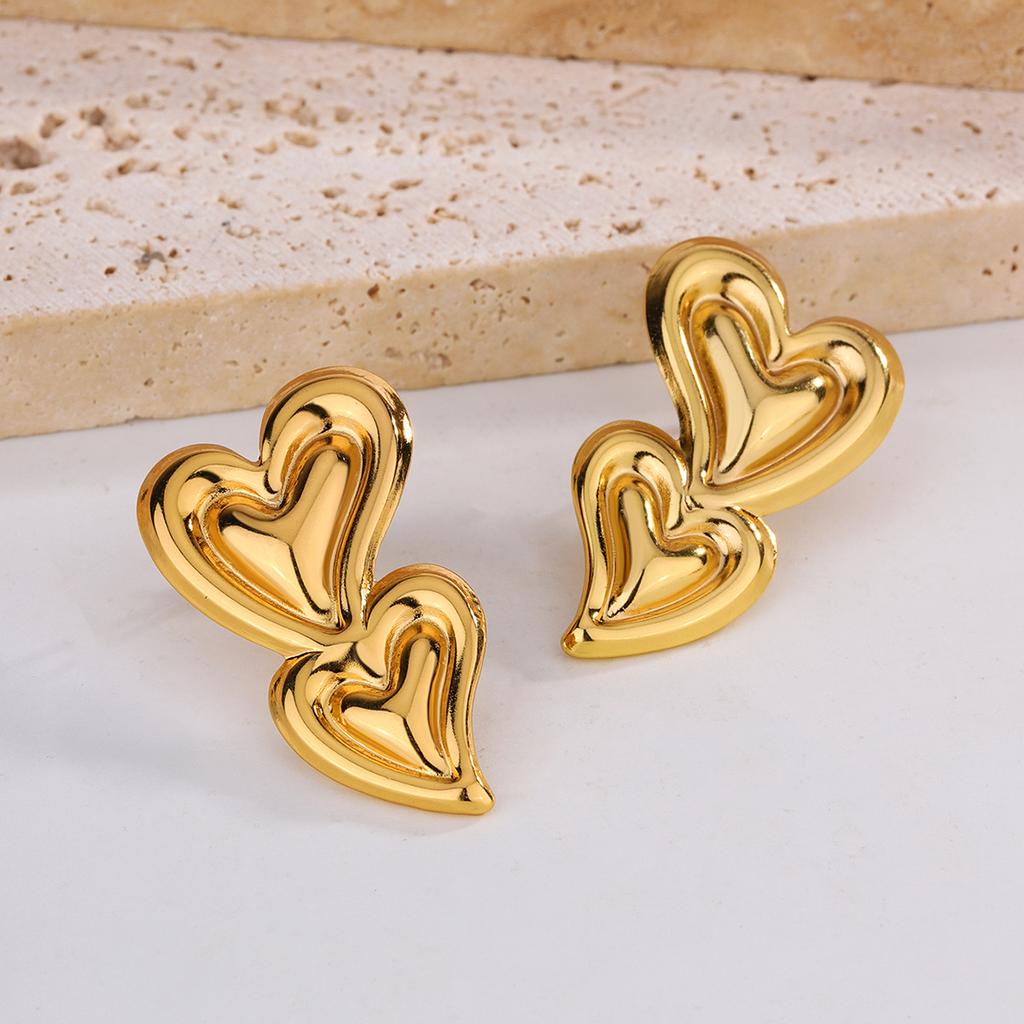 Earrings French Light Luxury Love Earrings 1111 Simple Temperament Heart Stud Earrings Titanium Steel Earrings