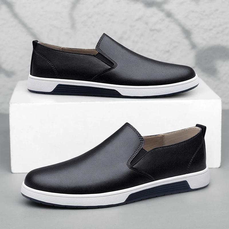 Fashion Genuine Leather Men's Shoes Casual Italian Mens Loafers Moccasins Luxury Formal Slip on Flats Male Boat Shoes Business Shoes