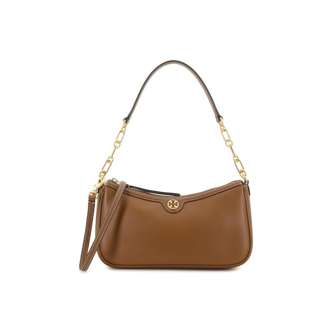 

Tory Burch Brass Hardware Zipper Closure Leather Tote Crossbody Shoulder Bag Women Bags Caramel 86557-909 Basic Set (Bag+Dust Bag)