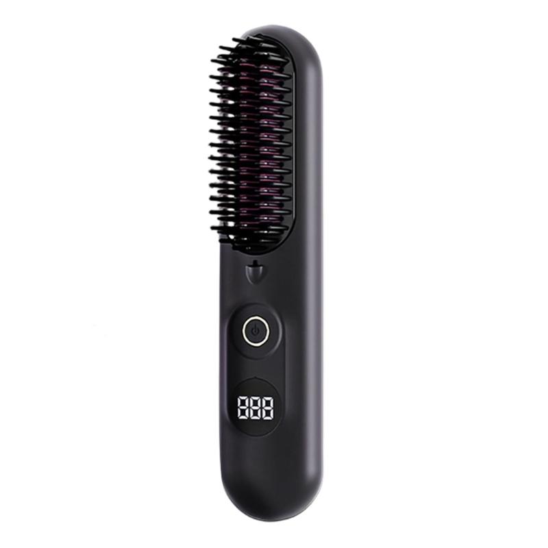 Cordless Hair Straightener USB Rechargeable Straightening Brush 4 Temp Settings Rechargeable Straight Hair Comb