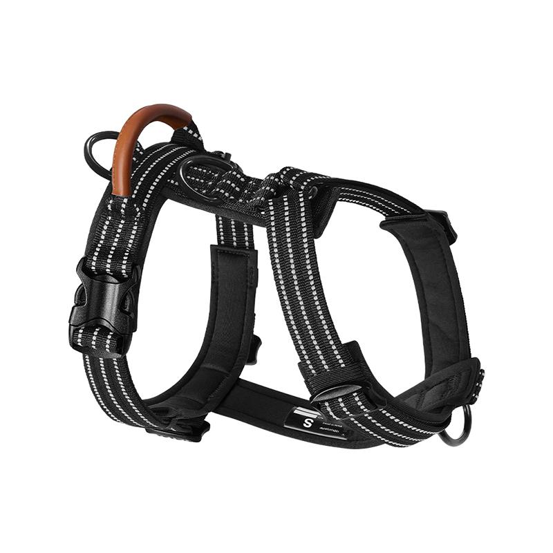 Premium No-Pull Dog Harness with Leather Handle Adjustable 3M Reflective Straps Escape-Proof Walking Lead for Medium Large Dogs