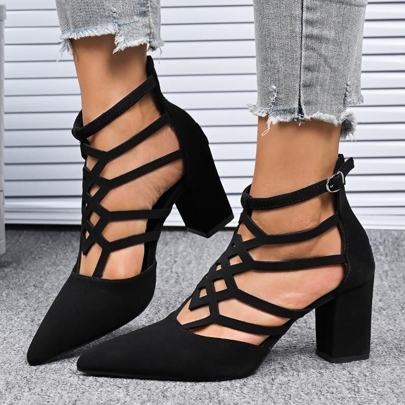 

Новые летние модели, босоножки на высоком толстом каблуке, женские, большого размера -3, ажурные крутые ботильоны женские 43