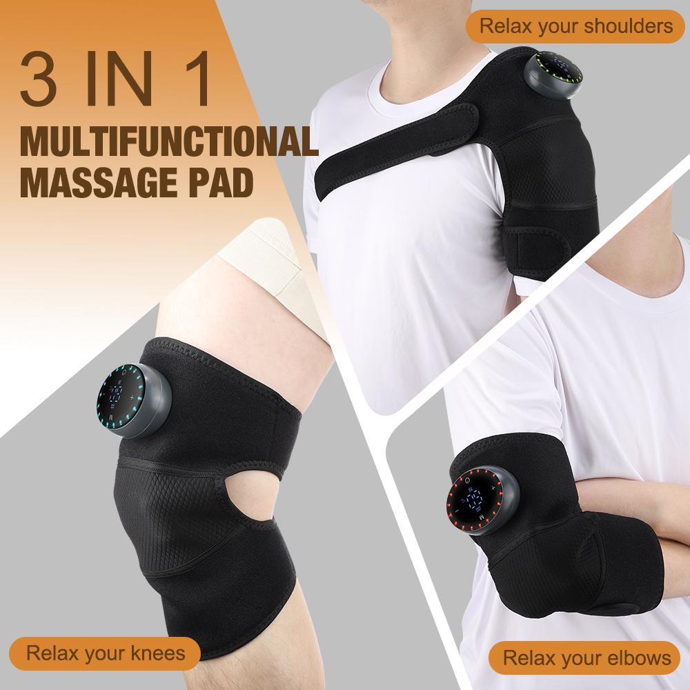 3 In 1 Vibration Heated Shoulder Knee Massager Electric Heating Knee Pads Elbow Knee Massage Device Thermal Shoulder Brace 2PCS