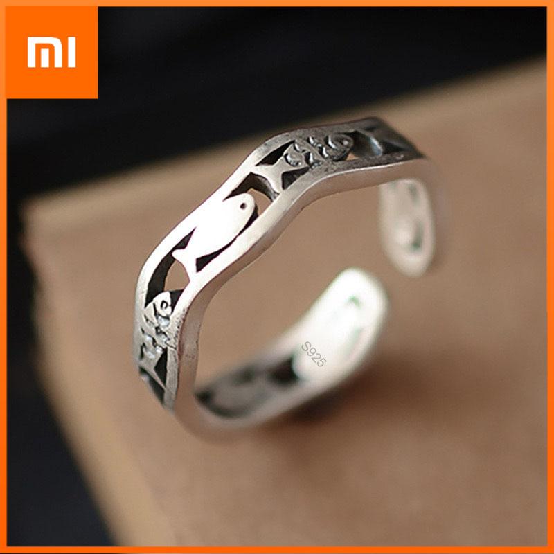 Xiaomi 925 Sterling Silver Rings for Women Men Couple Minimalist Handmade Simple Fish Ring Party Jewelry Gift Prevent Allergy