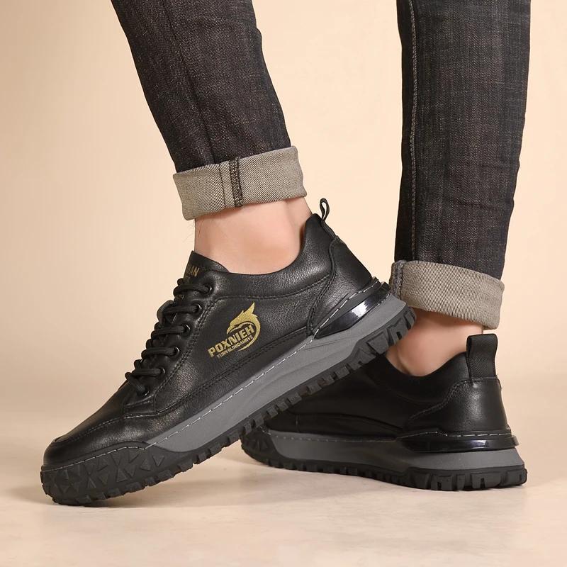 Genuine Leather Men's Shoes Fashion Designer Italian Casual Shoes Comfy Leather Sneakers All-Match Sport Shoes Tennis Masculino
