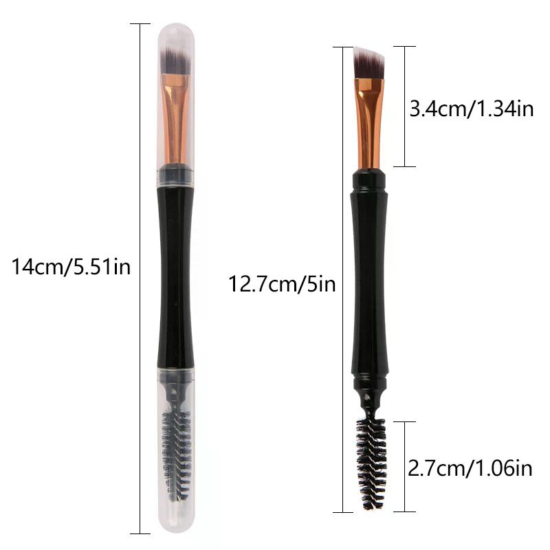 Mini Dual Ended Makeup Brush Angle Eyebrow Eyeshadow Eyeliner Brush With Dust-proof Cover Contouring Eyes Cosmetic