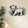 1pc Lion Cub Metal Wall Art, Safari Theme Gift for Kids Room, Weather Resistant Garden Fence Decor, Wild Animal Statue Mural