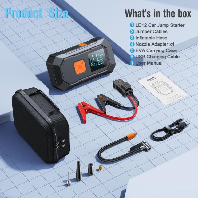 Cordless Tire Inflator Air Compressor With LED Work Light For Vehicles Balls Mobile Power Adapter USB C Fast Charging