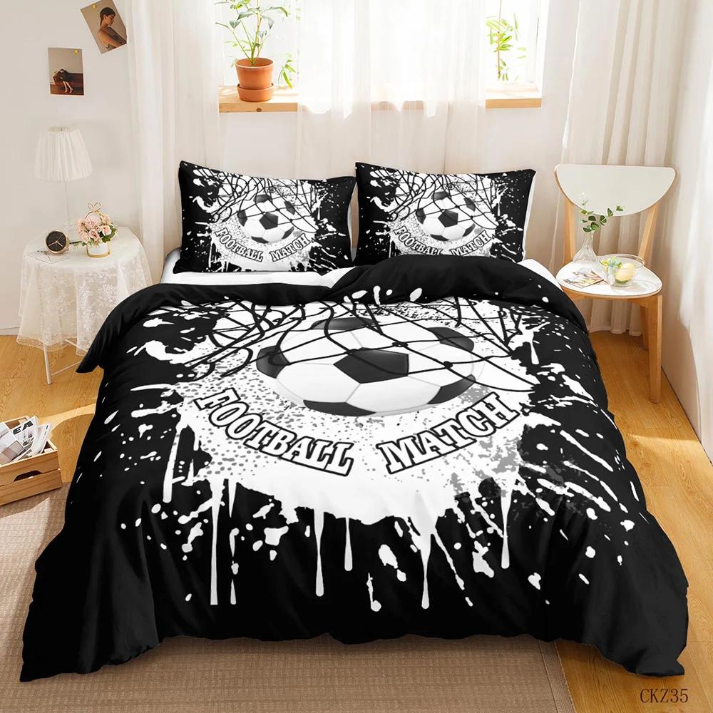 Soccer Duvet Cover Set Soccer Comforter Cover for Kids Girls Teens Sports Theme Breathable Let's Go Twin Polyester Qulit Cover