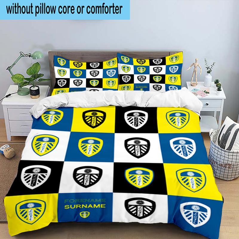 Leeds United Crest Design 3PCS Bedding Set 2D Printing (Includes 1 Duvet Cover + 2 Pillowcases Coreless), Bedroom decor,Fan Gift