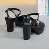 Korejská verze sandálů na silném podpatku dámské 2025 nové léto sexy boty na vysokém podpatku s rybí tlamou platforma voděodolné trendy pohledné dámské boty