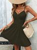 Spaghetti Strap Dress Dress Women Casual Solid Color High Waist  Pleated Short Dresses Elegant Sleeveless Dress