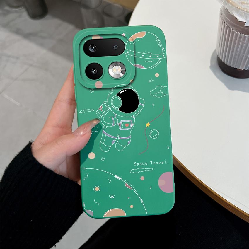 For Oppo Realme 16 15 14 Pro Plus OPPO Reno 15 Pro A6X A83 A79 A78 A96 A95 A94 A93 A92 A91 Phone Case Lovely Astronaut Soft Liquid Silicone Back Cover