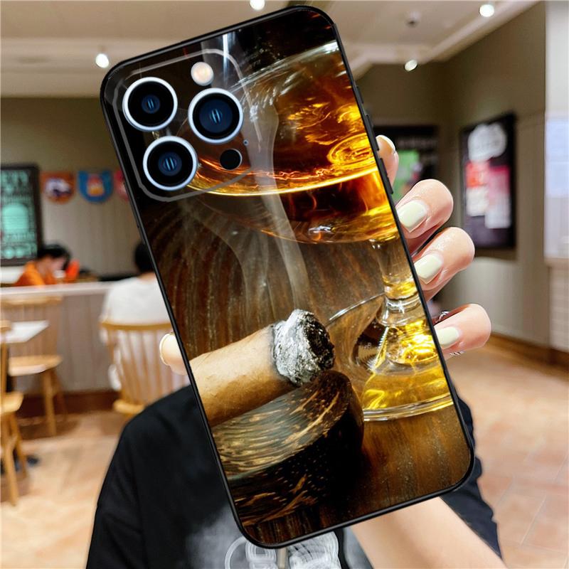 Smoking Cigar Case For iPhone 17 16 15 14 13 12 11 Pro Max Mini Plus 16e 17 Air Bumper Cover Accessories