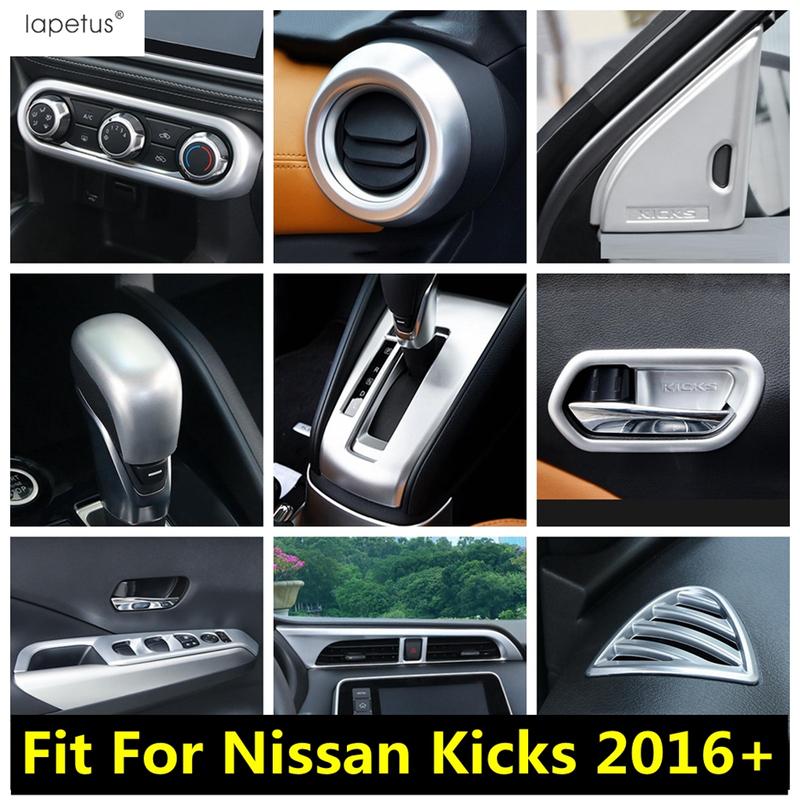 Matte Accessories For Nissan Kicks 2016 - 2024 ABS Central Dashboard Air AC Outlet Gear Panel Shift Head Handle Bowl Cover Trim
