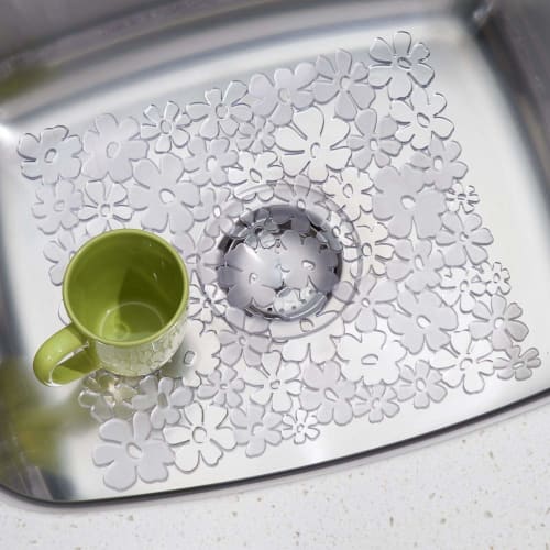 Interdesign Sink Mat, Floral Pattern, Clear, Small, 60860EJ