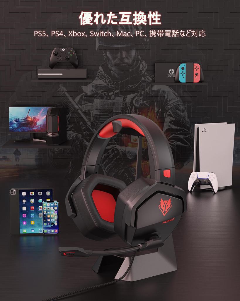 NUBWO N16 Gaming Xbox Headset with Wired Gaming Headphones with Mute Surround Extendable Compatible with Headset, Noise-Canceling Microphone, 3.5mm