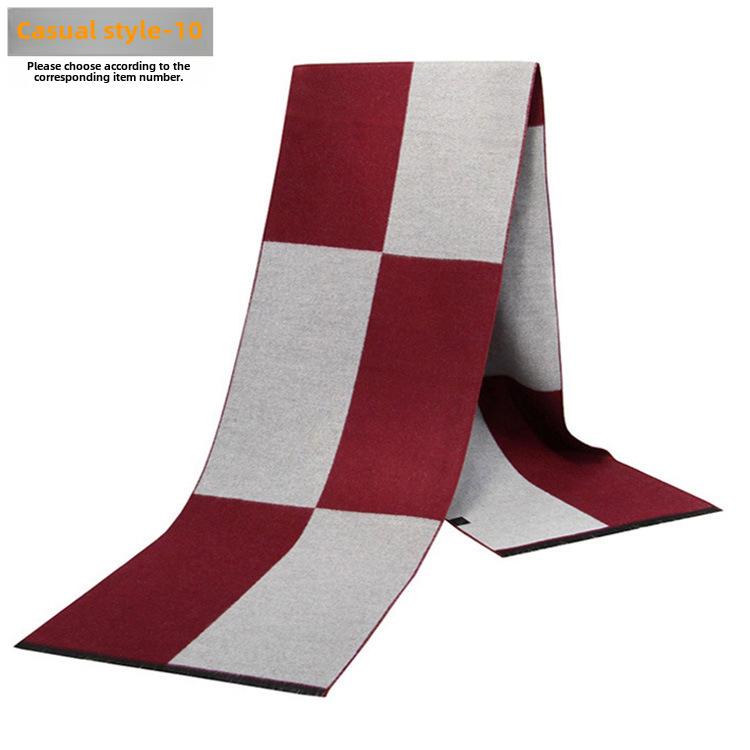 Men's Autumn & Winter Plaid Imitation Cashmere Scarf - Warm & Thick Custom Design