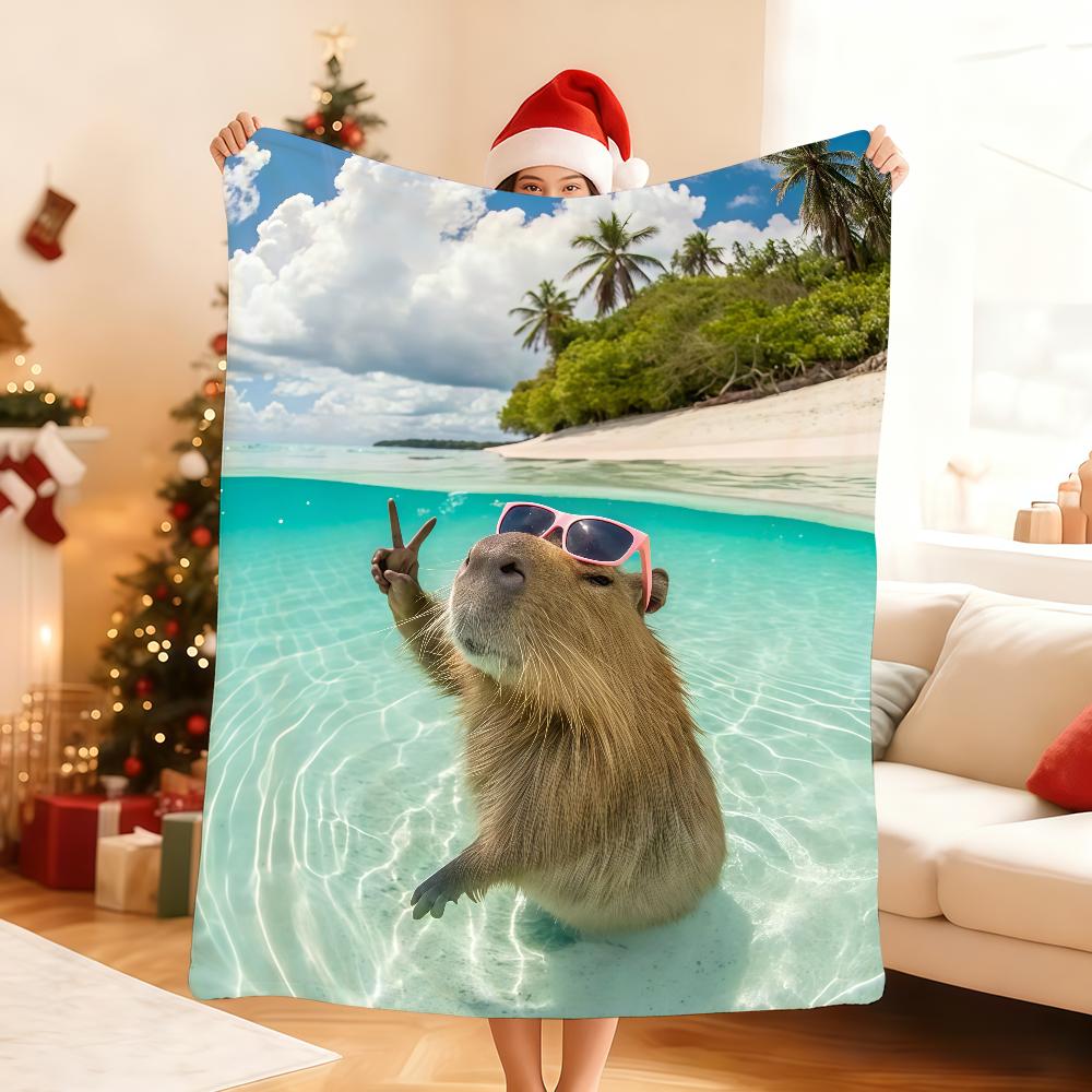 C-Capybara summer swimming Blanket Soft Throw Blanket for Home Bedroom Bed Sofa Picnic Travel Office Rest Cover Blanket Gift