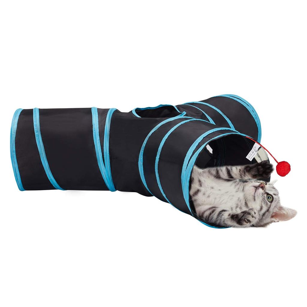 Pet Cat Tunnel Tube Toys 3 Way Collapsible Tunnels for Indoor Cats Kitty Bored Peek Hole Toy Ball Cat Puppy  Kitty Kitten