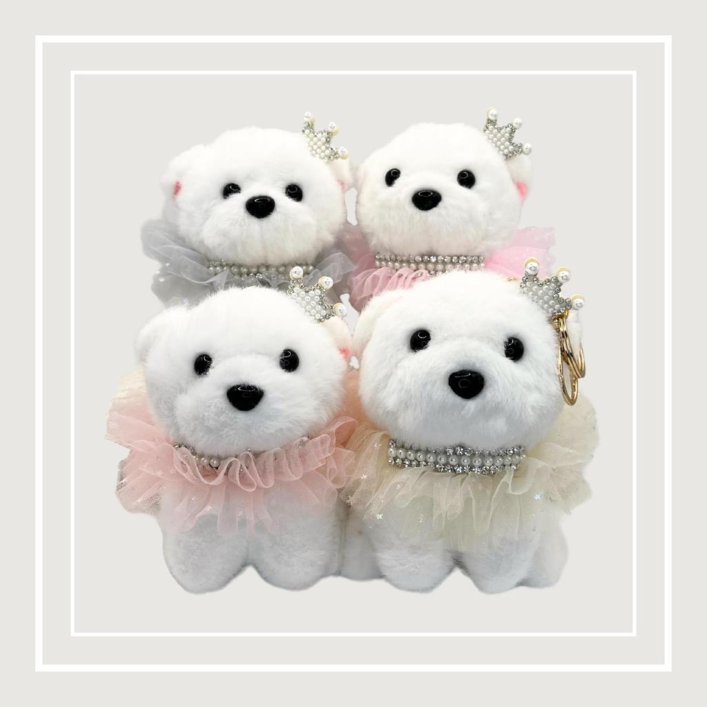 [HAYAOKIYASAN] Recital Gift, Plush Toy Keychain, Puppy, Ballet, Piano, Girl, Elementary School, Middle School, Birthday, Cute (Puppy, Coral)