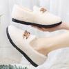 Hairy Shoes Women's Flat Bottomed Versatile Cotton Shoes Extra Velvet Shoes Autumn and Winter Warm Shoes