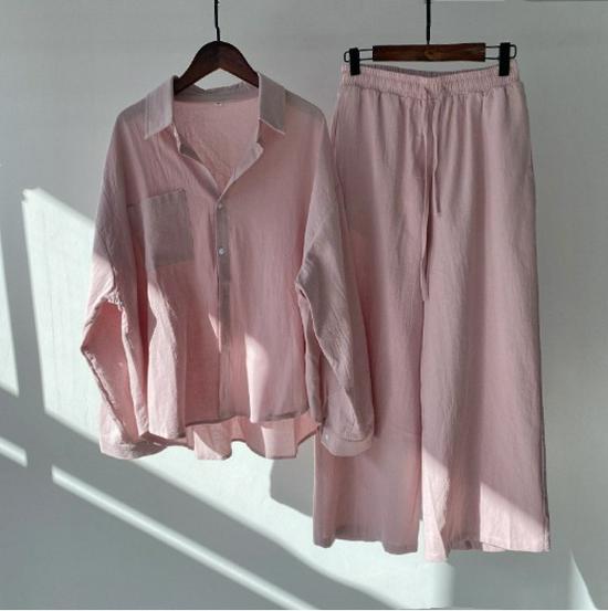 Spring & Autumn Trendy Women's Two-Piece Cardigan Set - Long Sleeve Solid Apricot