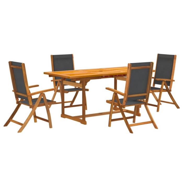 VidaXL Ensemble à manger de jardin 5pcs bois d'acacia solide textilène, ensemble à manger d'extérieur, meuble de salle à 3279268