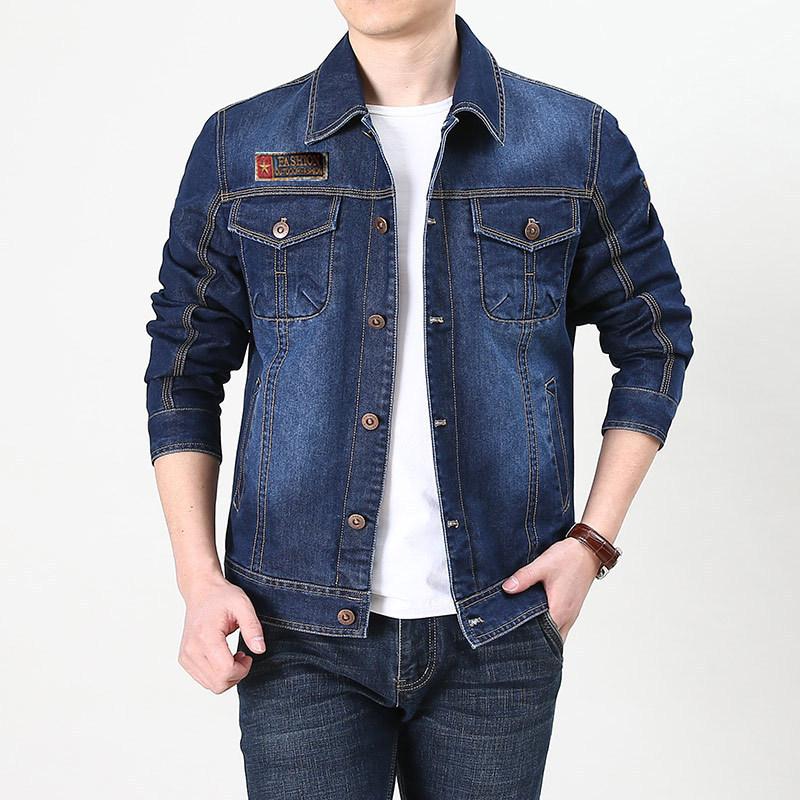 

Spring and Autumn New Denim Jacket Men s Youth Fashion Urban Casual Outdoor Lapel Denim Jacket XL