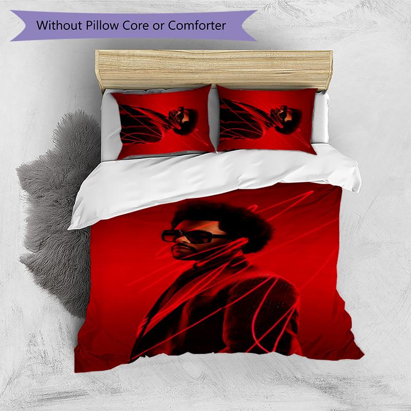 The Weeknd Printed 3PCS Bedding Set Soft Breathable Duvet Cover Pillowcases Set Washable Bedroom Decor Home Gift