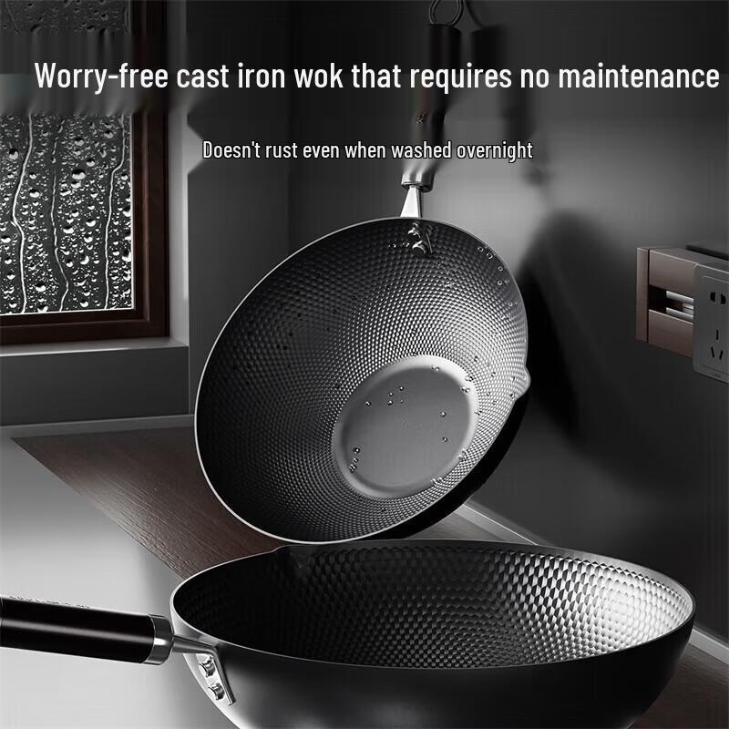 Cooker King 32cm Rust-Resistant Cast Iron Wok