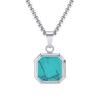 Stainless Steel Square Pendant Necklace Men Long Chain Layered Hip Hop Jewelry Geometric Titanium