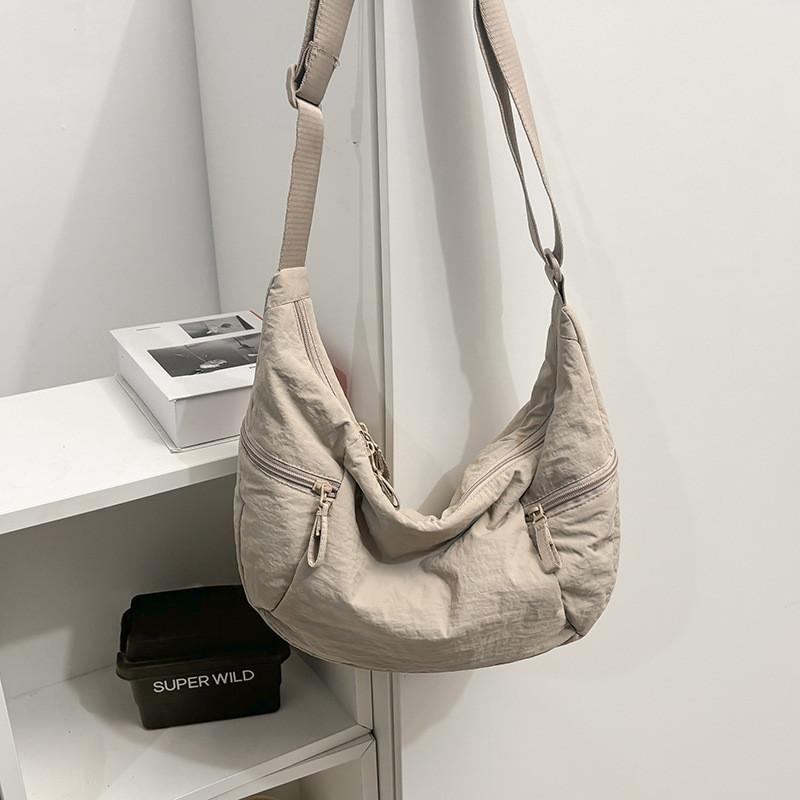 Trendy Cow Horn Bag With Durable Nylon And Zip Closure For Daily Casual Outfits