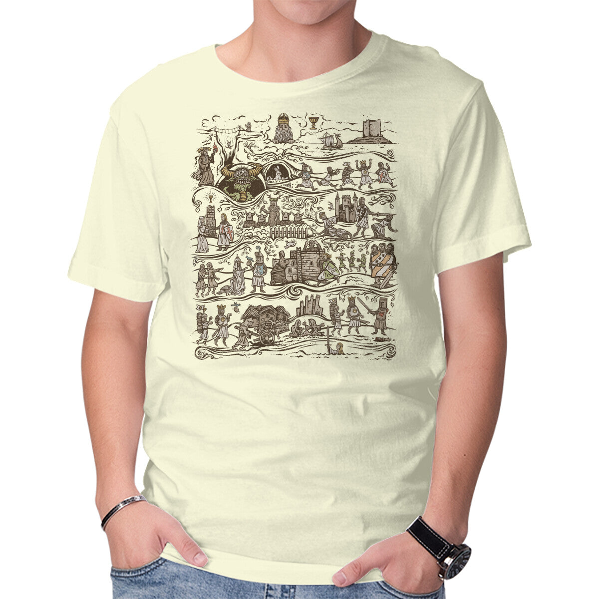Unisex Crew Neck T-Shirt The Caerbannog Tapestry Graphic Short Sleeve Casual Tee XXXL