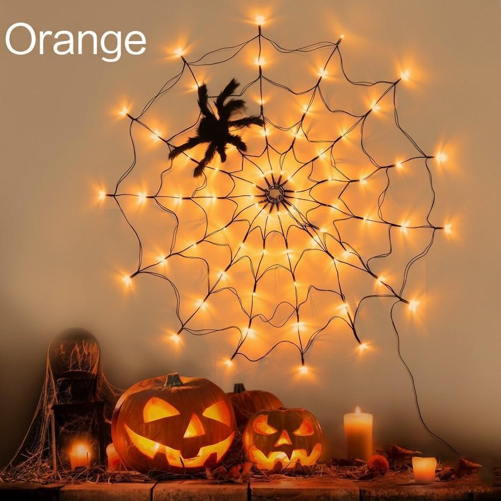 

Festive Spider Web Decorative Lights Enchanting Ambience Perfect for Halloween Parties Outdoor Indoor Home Decor оранжевый