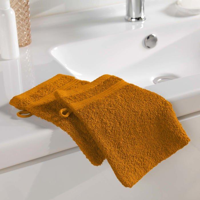Lot de 2 gants de toilette 15 x 21 cm Tendresse curry