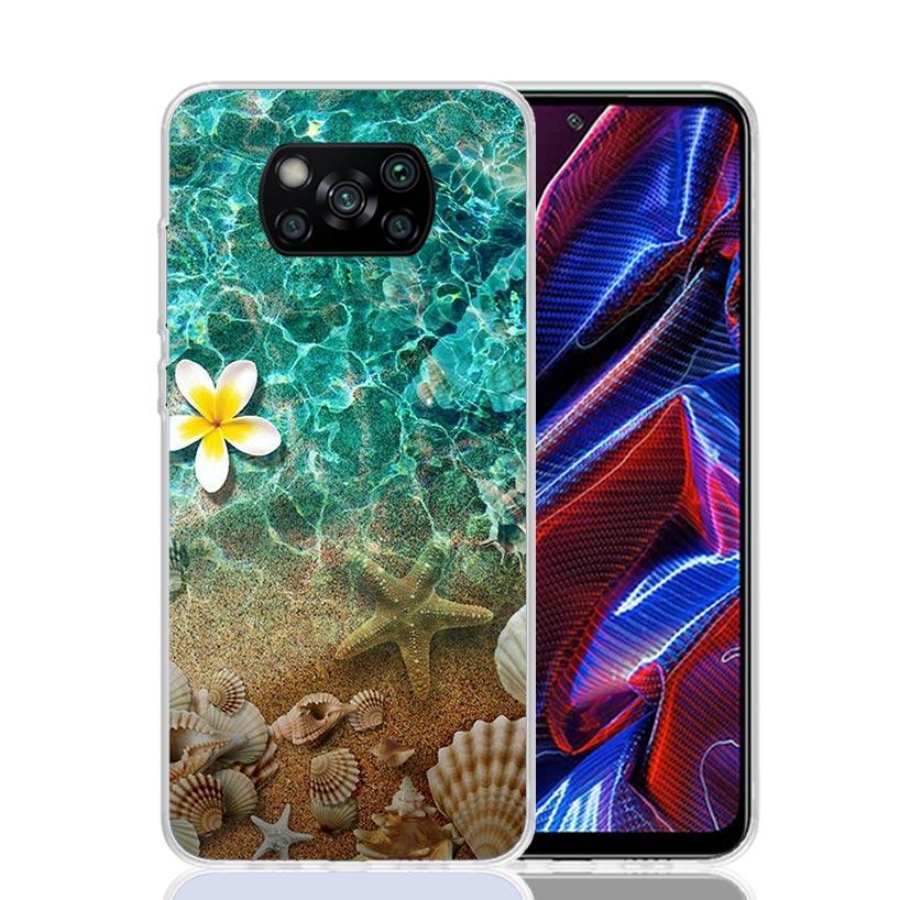 Blue Wood Seashells Sea Star Phone Case For Xiaomi Poco F7 Ultra X7 X6 Pro X5 Redmi 15 15C 13 13C 12 12C 10 10A 10C 9 9A 9C 9T S