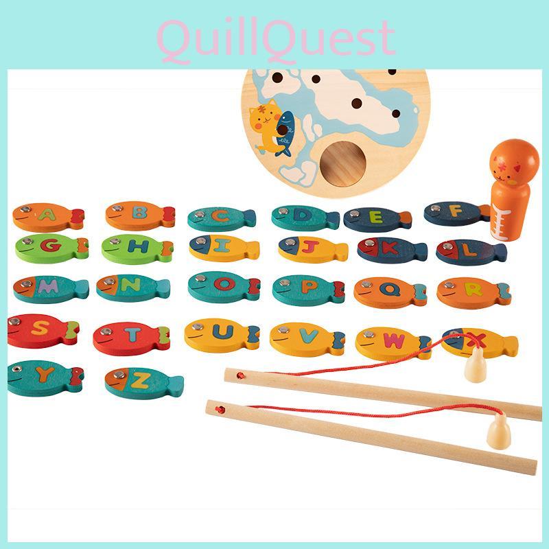 Wooden Fishing Puzzle For Children With Multicolor Design For Developmental Fun