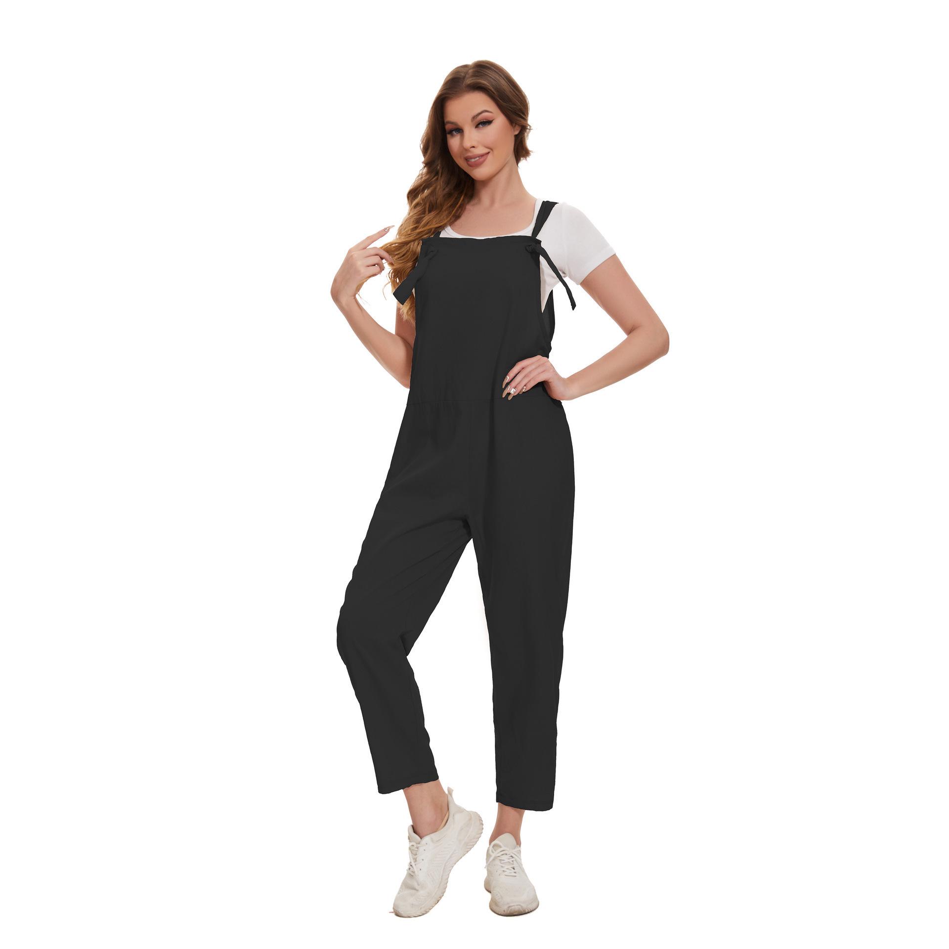 

2025 Spring/Summer Casual Loose Plus Size Women s Jumpsuit 2XL чёрный