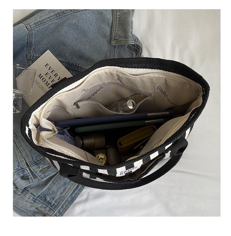 2025 Neue Damen Sommer Farbblock Streifen Tragetasche - Vielseitig, Großes Fassungsvermögen, Lässige Schultertasche