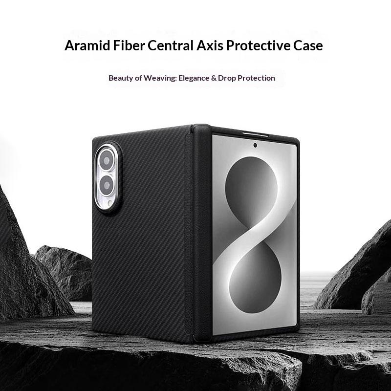 Business Plain Aramid Kevlar Carbon Fiber Texture Magnetic Phone Protective Case for Samsung Galaxy Z Fold 8 Ultra Hard Lightweight Protection Cover