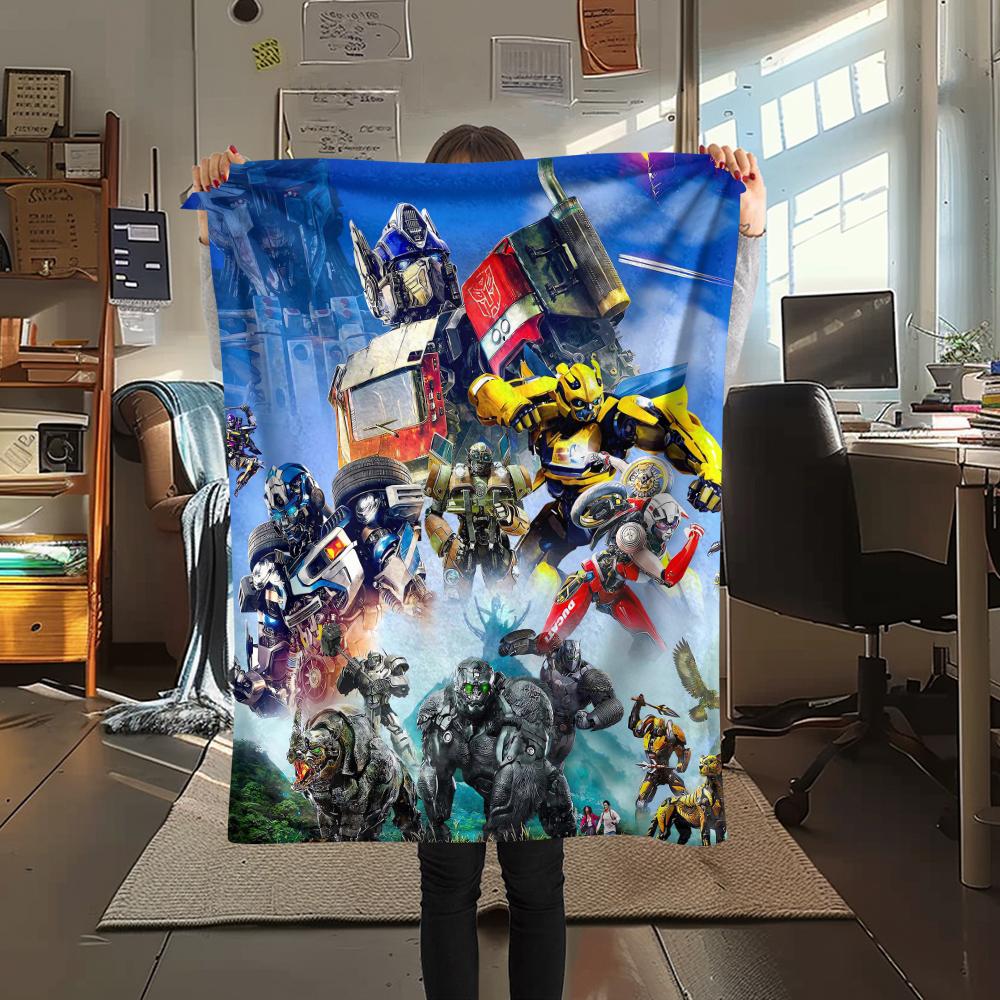1Pc Transformer Robot Print Flannel Blanket, High Quality Comfortable for All Seasons, Home Decor, Warmth and Comfort, Perfect for Christmas Gifts