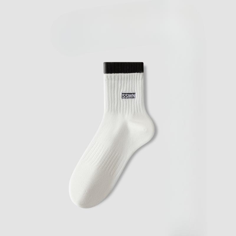 Female Spring and Autumn Leisure Running Pure Cotton Sweat Absorbing Deodorizing Pile Long Socks