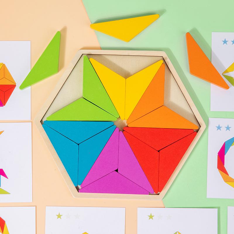 

Rainbow Puzzle Blocks: Wooden Shape Recognition Toys for Early Education