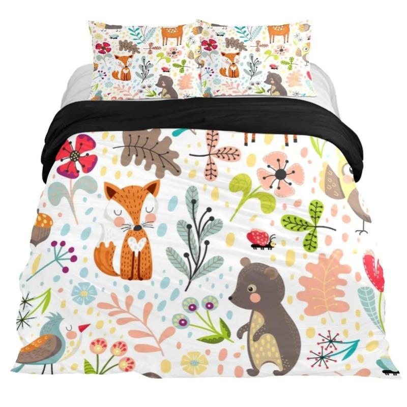 

Комплект постельного белья с 3D-печатью и рисунком животных из мультфильмов, пуховое одеяло, наволочка, украшение для детской и подростковой спальни, односпальная двуспальная кровать Baby 100x135cm