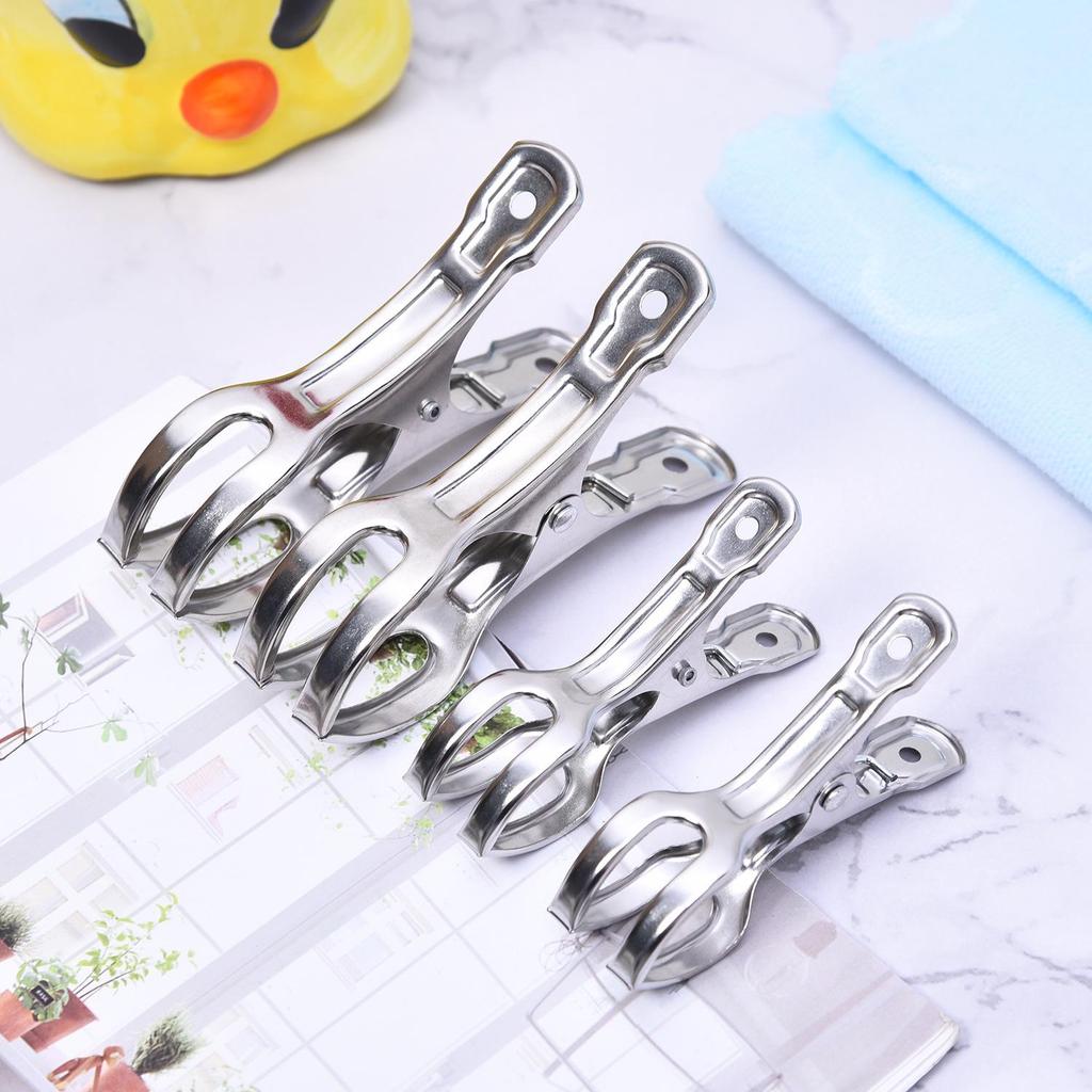 6Pcs Clothes Clips Stainless Steel Opening Clip Hanger Retainer Beach Towel Clips Keep Your Towel Clothes From Blowing Away Windproof Clip